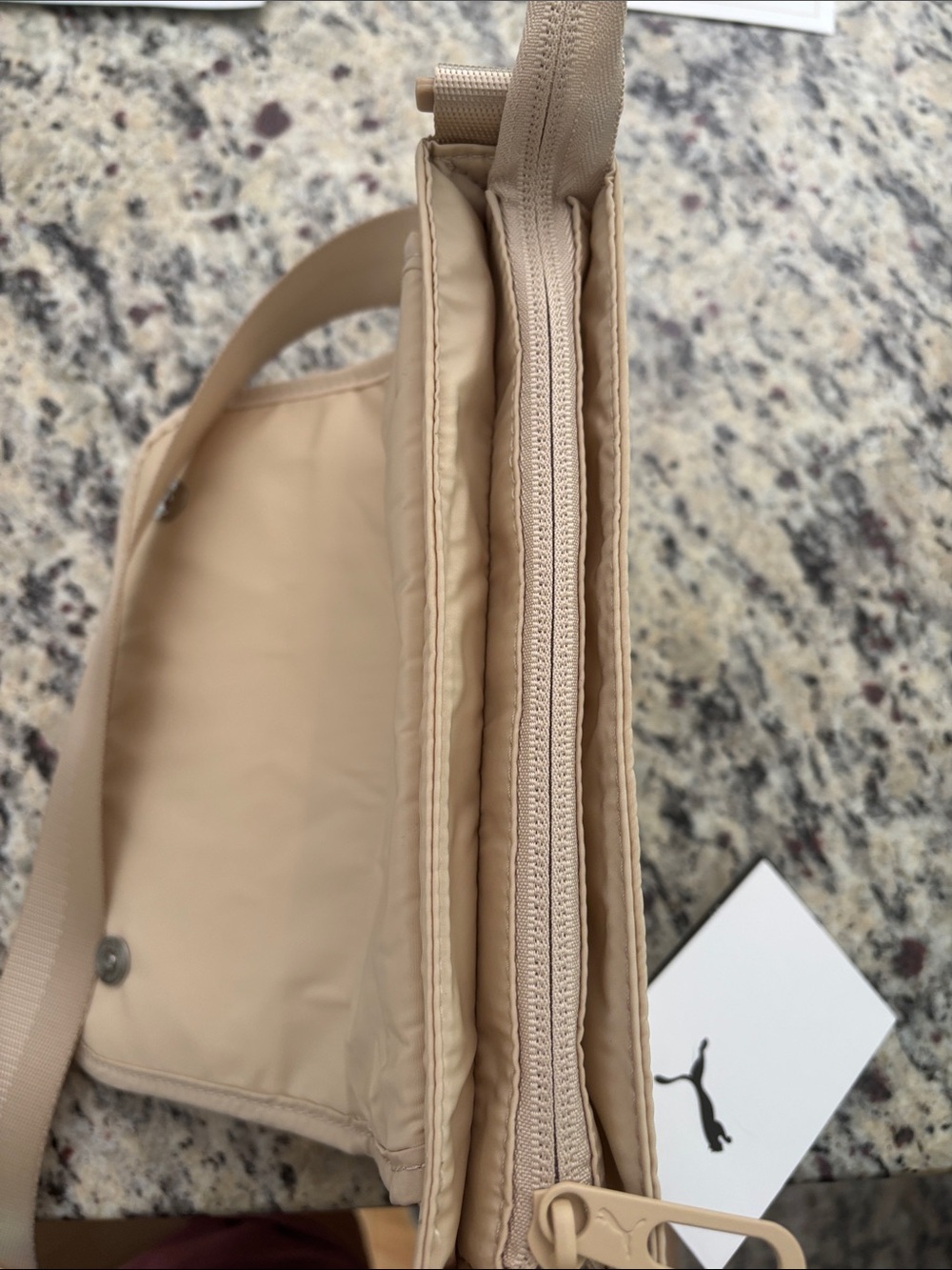 Puma Light Beige Nylon Crossbody Bag with Adjustable Strap - Picture 10 of 12